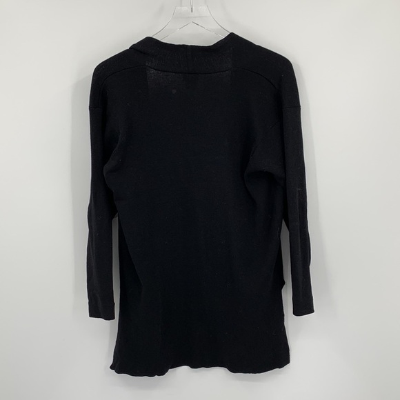 Eileen Fisher wool cardigan sweater black long tunic side slit Medium M - Picture 3 of 4